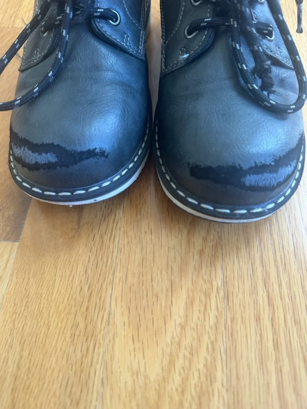 Children's Black Lace-Up Outdoor Ankle Boots